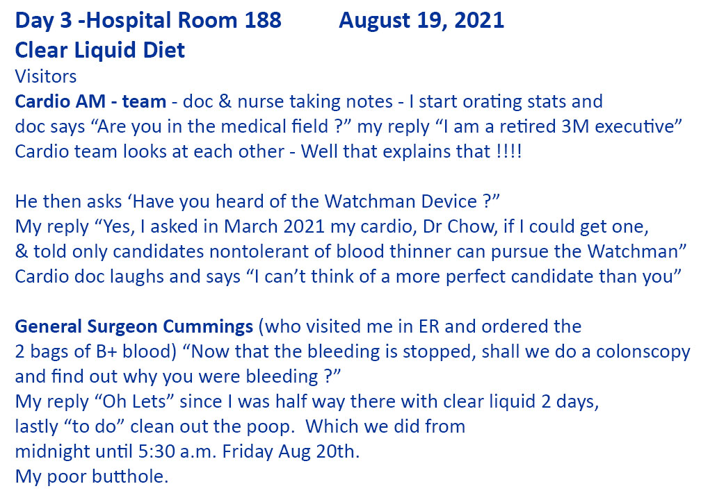 Hospital  Day 3 page two
